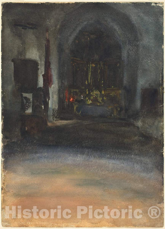 Art Print : John Singer Sargent, Spanish Church Interior, c. 1880 - Vintage Wall Art