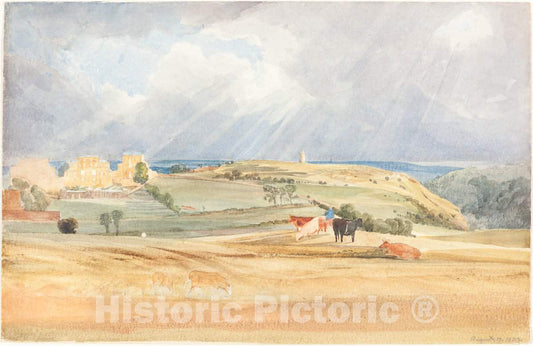 Art Print : Bulwer, Landscape with Cattle (Somerset?), 1830 - Vintage Wall Art