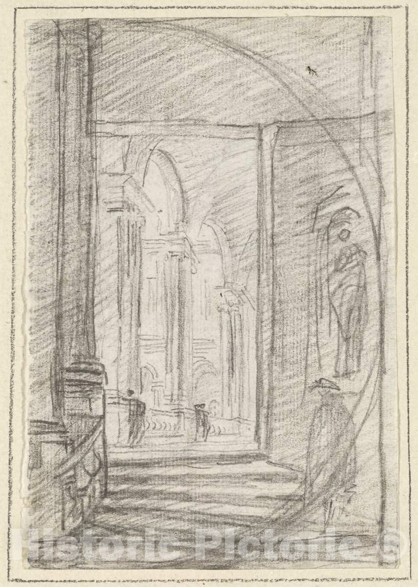 Art Print : Hubert Robert, Interior of a Roman Palace, c.1760 - Vintage Wall Art