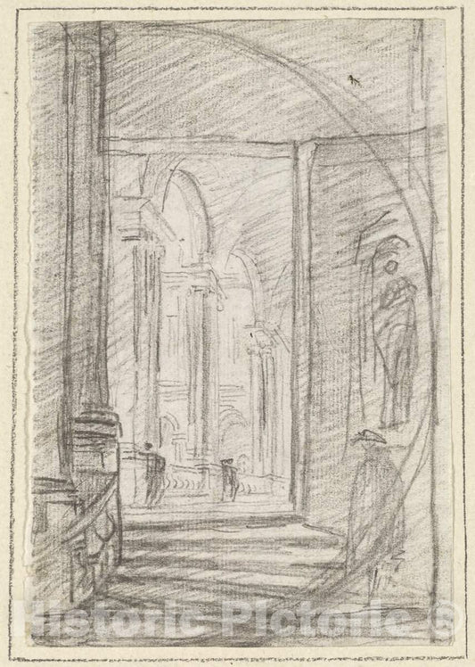 Art Print : Hubert Robert, Interior of a Roman Palace, c.1760 - Vintage Wall Art