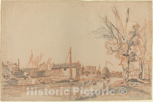 Art Print : Johan Barthold Jongkind, Bords de Canal - Vintage Wall Art