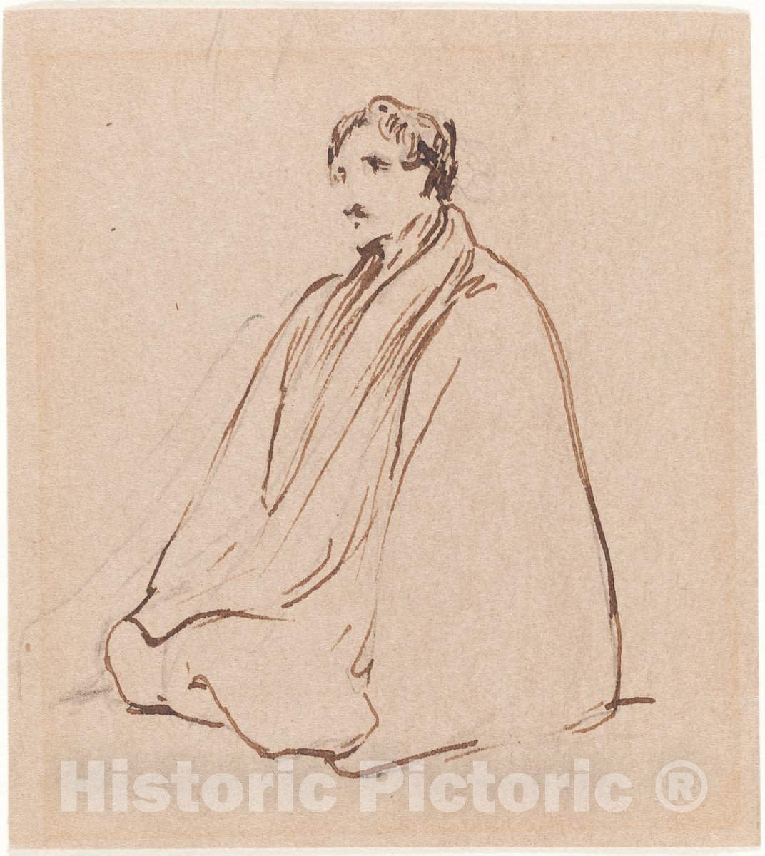 Art Print : George Jones, Seated Man - Vintage Wall Art