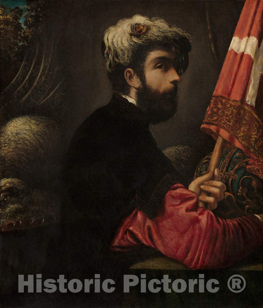 Art Print : Jacopo Tintoretto, Portrait of a Man as Saint George, c.1545 - Vintage Wall Art