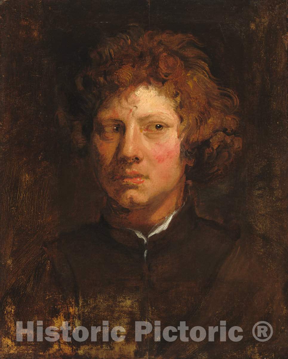 Art Print : Sir Anthony Van Dyck, Head of a Young Man, c.1618 - Vintage Wall Art