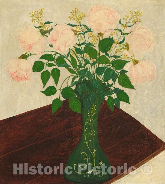 Art Print : Pink Roses, Fourth Quarter 19th Century - Vintage Wall Art
