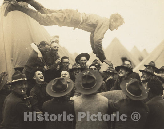 Art Print : Lewis Hine, Soldier Thrown in Air, 1917 - Vintage Wall Art