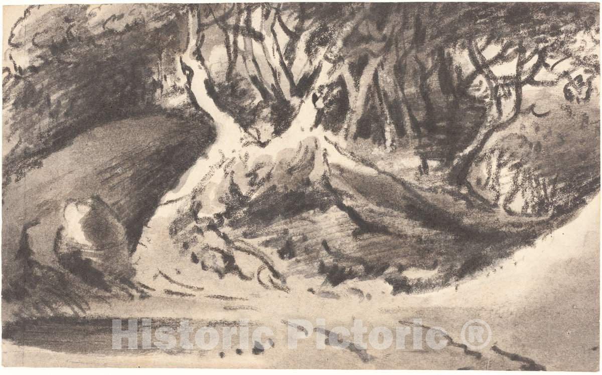 Art Print : Dr. Thomas Monro, Wooded Landscape - Vintage Wall Art