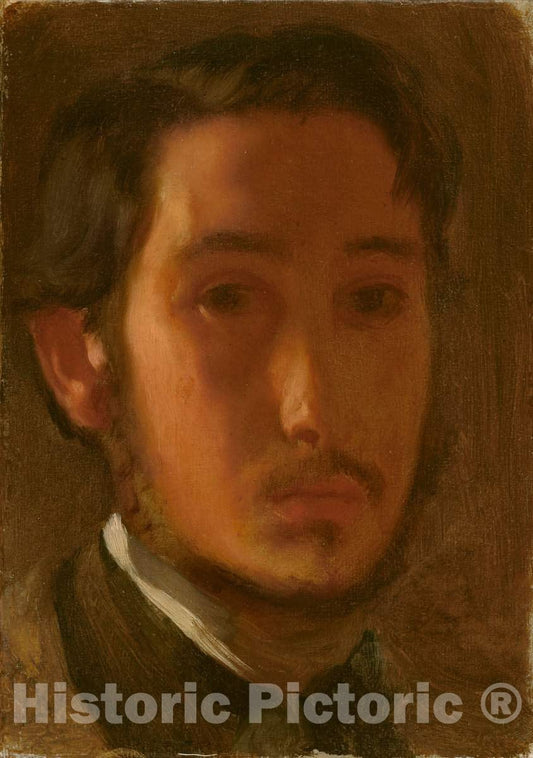 Art Print : Edgar Degas, Self-Portrait with White Collar, c. 1857 - Vintage Wall Art