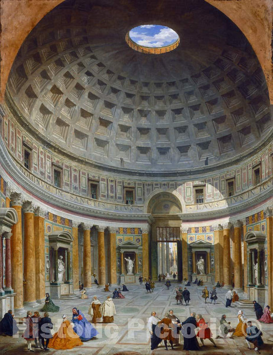 Art Print : Giovanni Paolo Panini, Interior of The Pantheon, Rome, c. 1734 - Vintage Wall Art