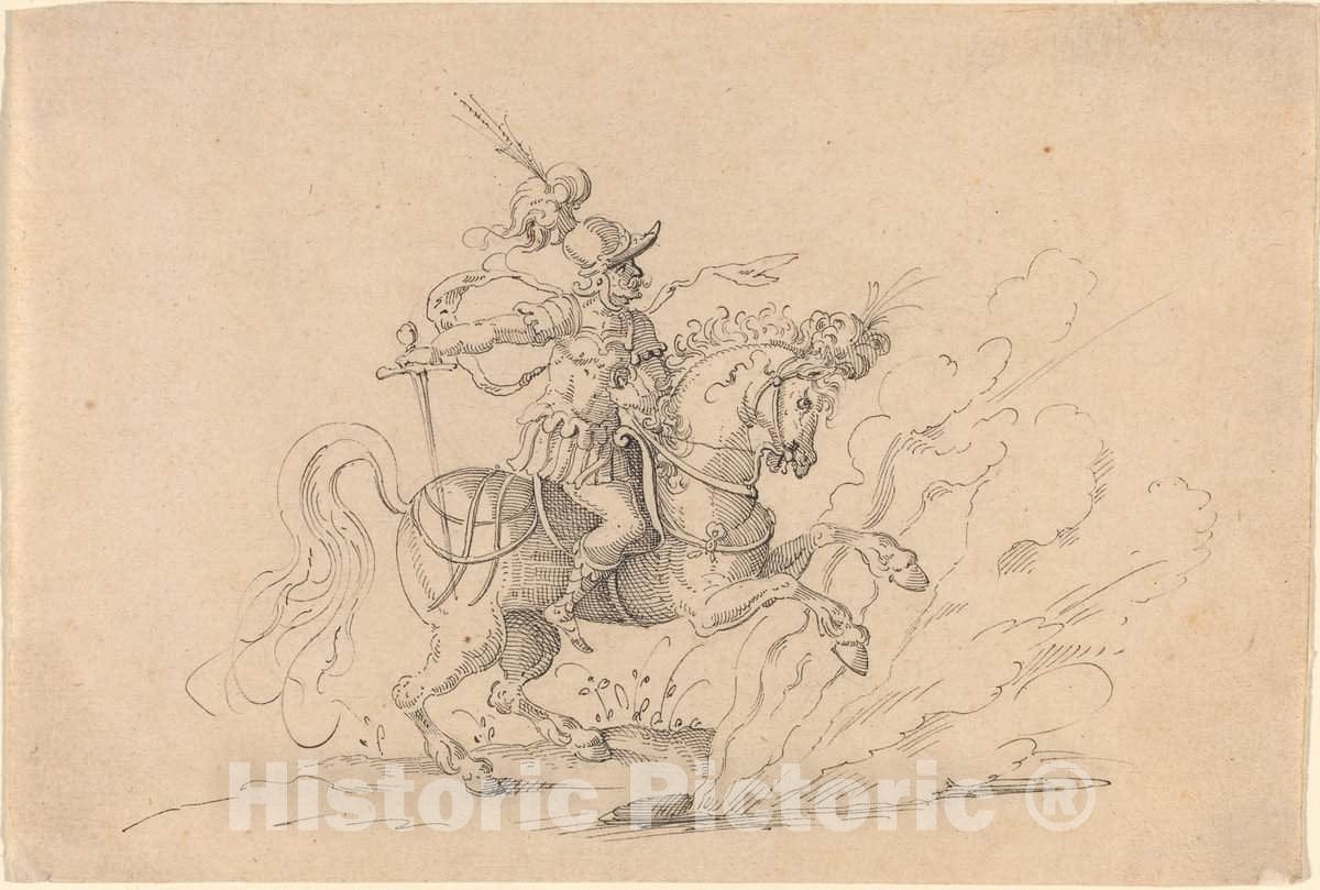 Art Print : Jost Amman, The Sacrifice of Marcus Curtius - Vintage Wall Art