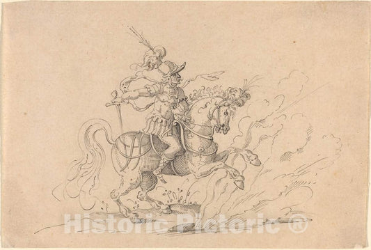 Art Print : Jost Amman, The Sacrifice of Marcus Curtius - Vintage Wall Art