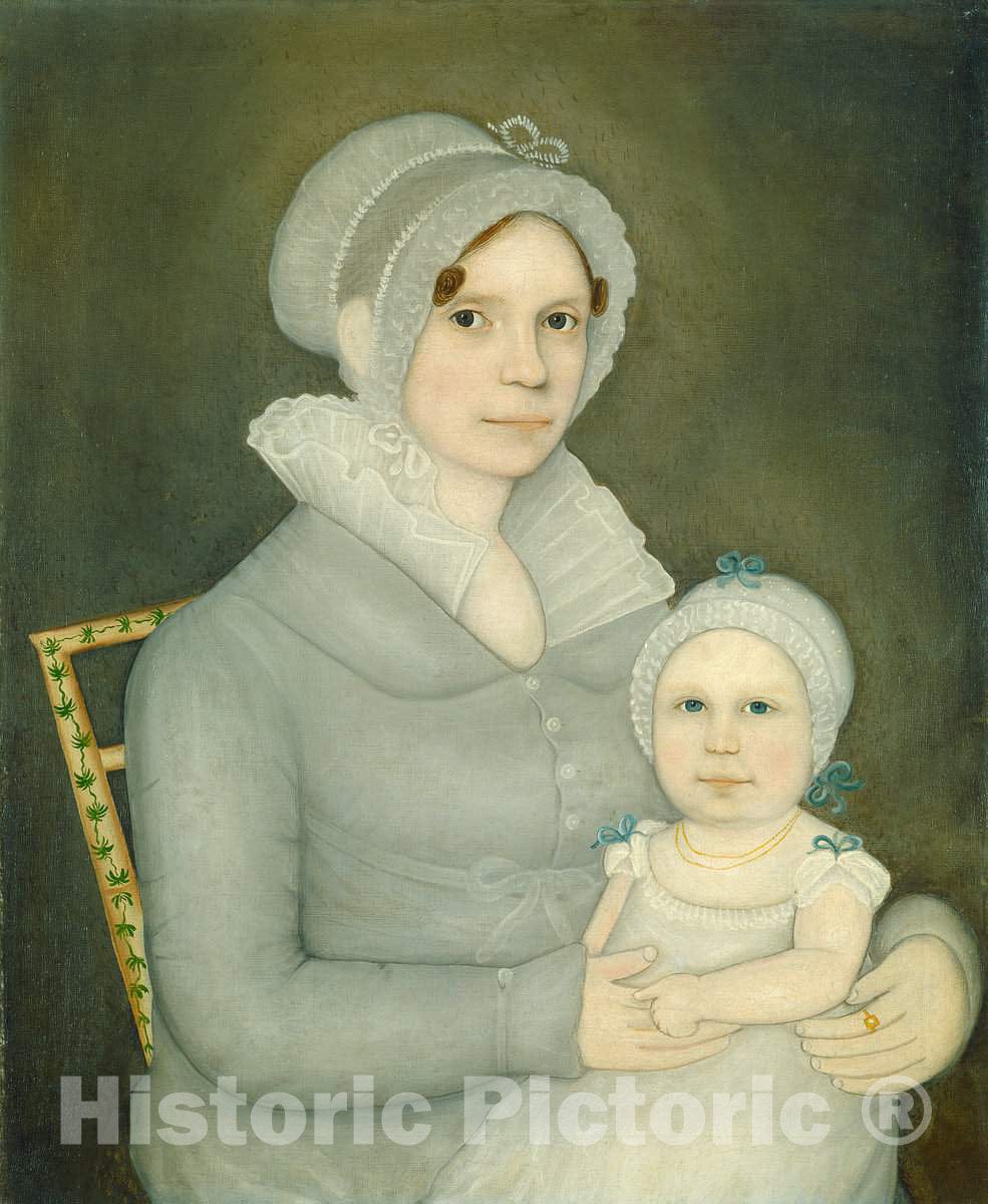 Art Print : Frederick W. Mayhew, Mrs. John Harrisson and Daughter, c. 1823 - Vintage Wall Art