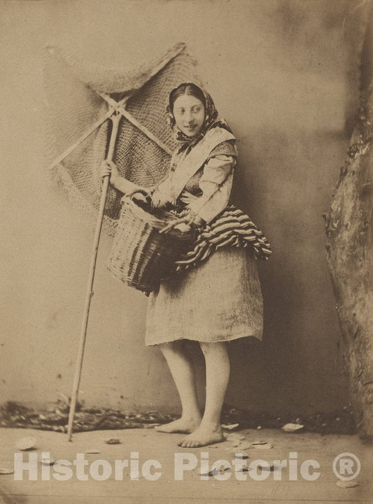 Art Print : FÃ©lix Jacques Antoine Moulin, A Shrimp Fisher Girl, c. 1854 - Vintage Wall Art