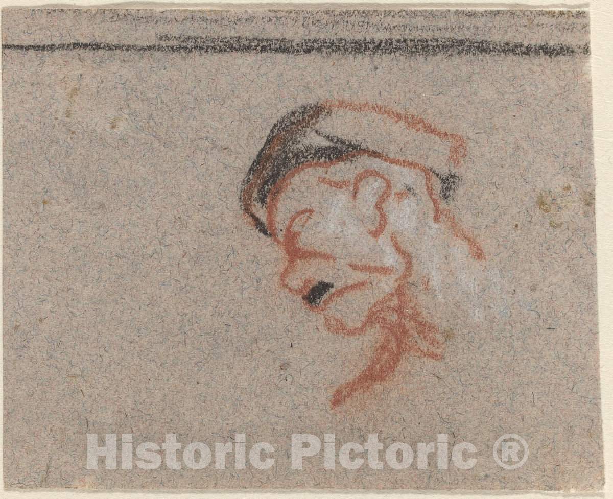 Art Print : HonorÃ© Daumier, Head of a Man - Vintage Wall Art