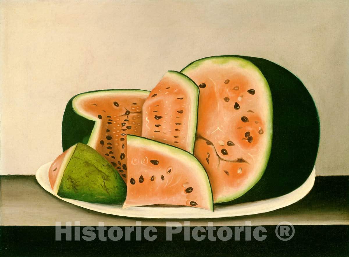 Art Print : Watermelon on a Plate, mid 19th Century - Vintage Wall Art