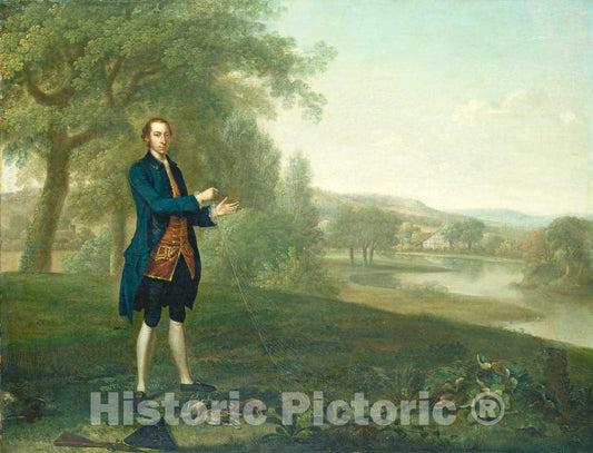 Art Print : Arthur Devis, Portrait of a Gentleman Netting Partridges, 1756 - Vintage Wall Art