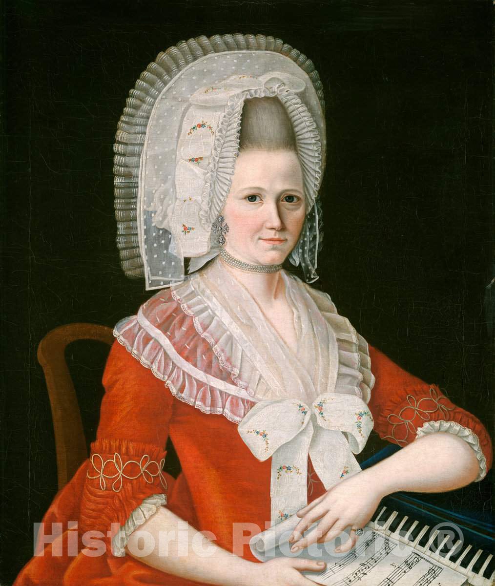 Art Print : Lady Wearing a Large White Cap, c. 1780 - Vintage Wall Art