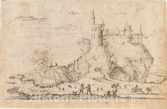 Art Print : IsraÃ«l Silvestre, Castle Under Siege - Vintage Wall Art