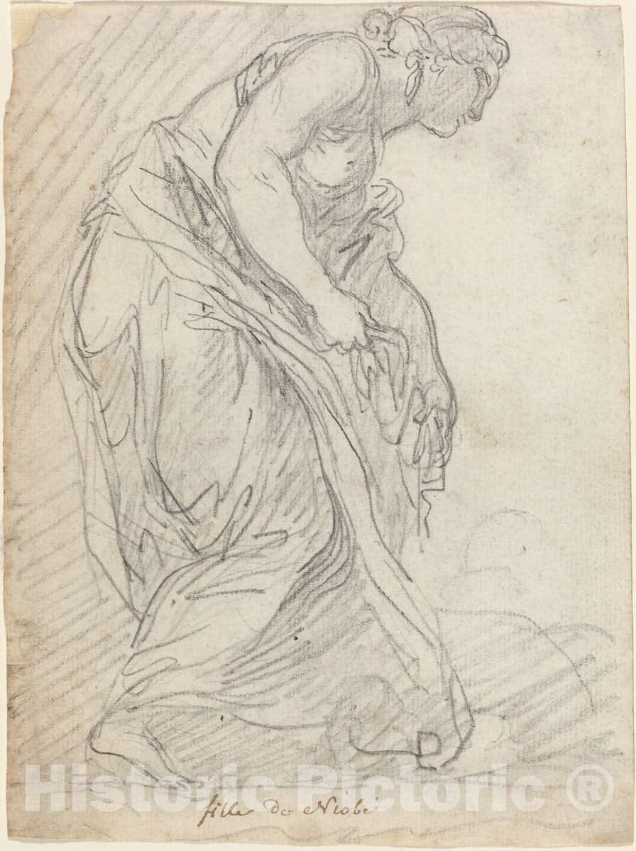 Art Print : Augustin Pajou, One of Niobe's Daughters, c.1754 - Vintage Wall Art