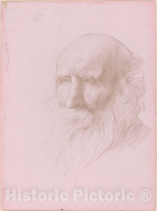 Art Print : Alphonse Legros, Head of an Old Man, 1897 - Vintage Wall Art