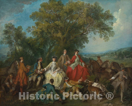 Art Print : Nicolas Lancret, Picnic After The Hunt, c.1738 - Vintage Wall Art