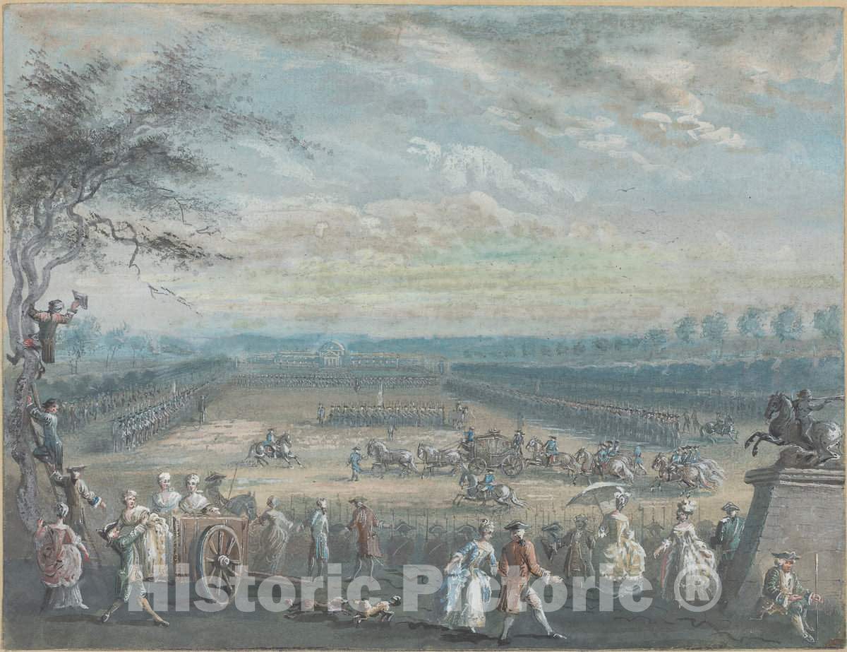 Art Print : Baptiste Le Paon, A Review on The Champs de Mars, Possibly 1773 - Vintage Wall Art