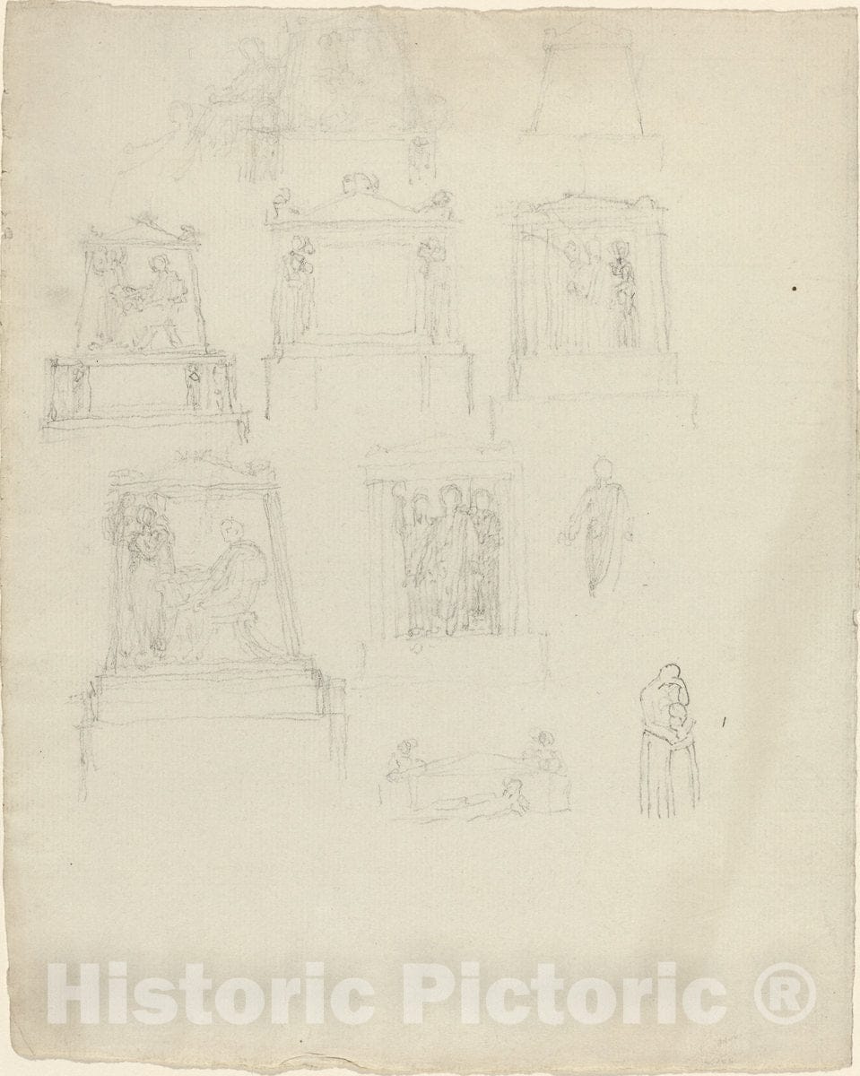 Art Print : John Flaxman, Designs for Monuments - Vintage Wall Art