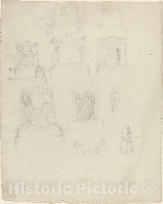 Art Print : John Flaxman, Designs for Monuments - Vintage Wall Art