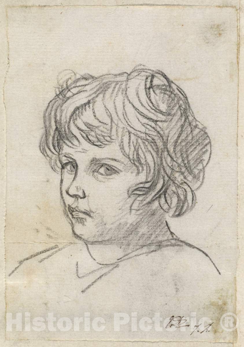 Art Print : Jacques-Louis David, Head of a Boy, c.1775 - Vintage Wall Art