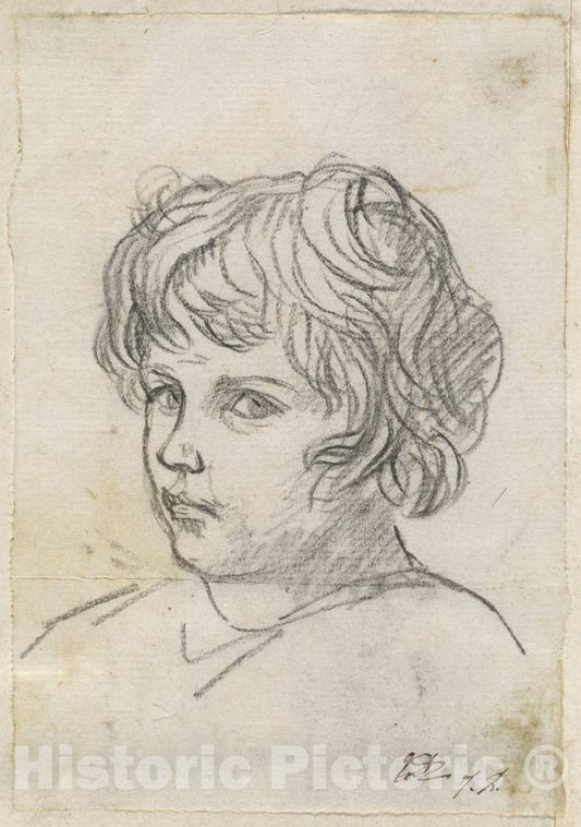 Art Print : Jacques-Louis David, Head of a Boy, c.1775 - Vintage Wall Art