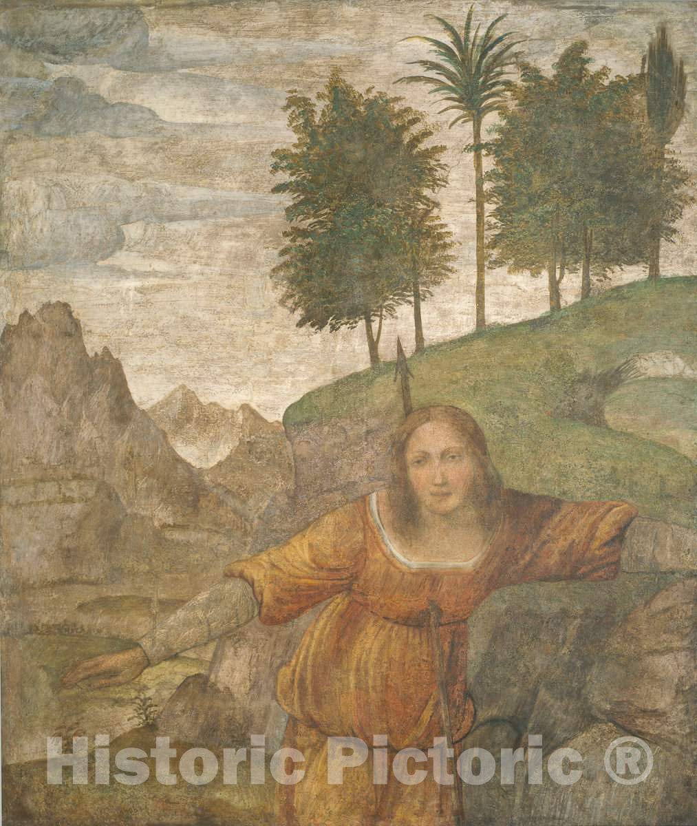 Art Print : Bernardino Luini, Procris Pierced by Cephalus' Javelin, c.1521 - Vintage Wall Art