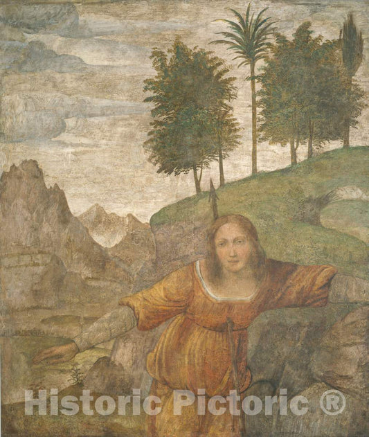 Art Print : Bernardino Luini, Procris Pierced by Cephalus' Javelin, c.1521 - Vintage Wall Art