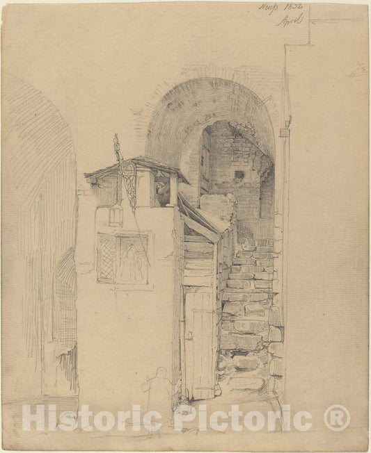 Art Print : Johann Wilhelm Schirmer, Ruined Stairs at Neuss, 1832 - Vintage Wall Art