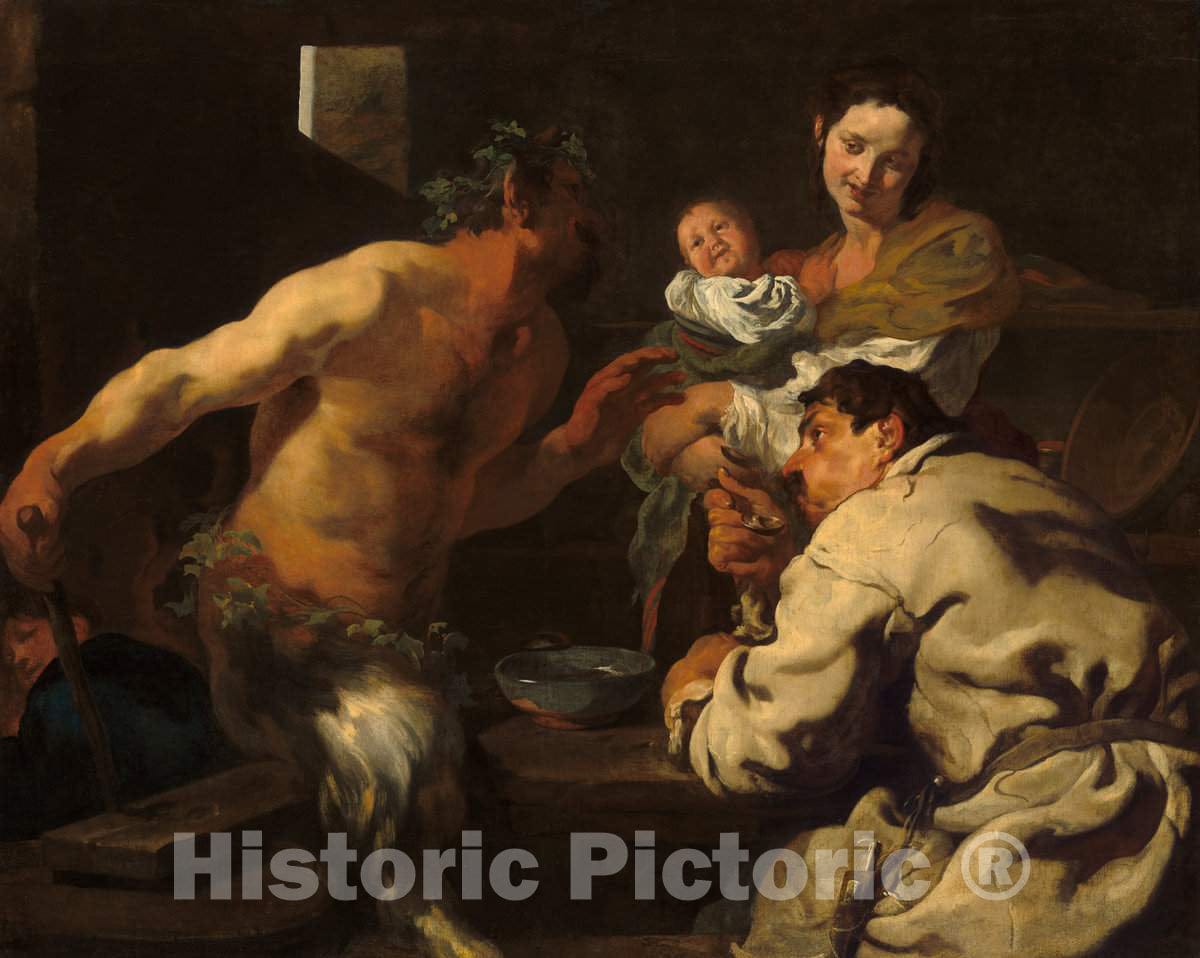 Art Print : Johann Liss, The Satyr and The Peasant, c.1625 - Vintage Wall Art