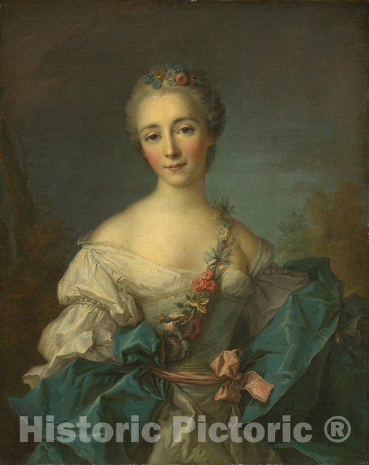 Art Print : Marc Nattier, Portrait of a Young Woman, c.1755 - Vintage Wall Art