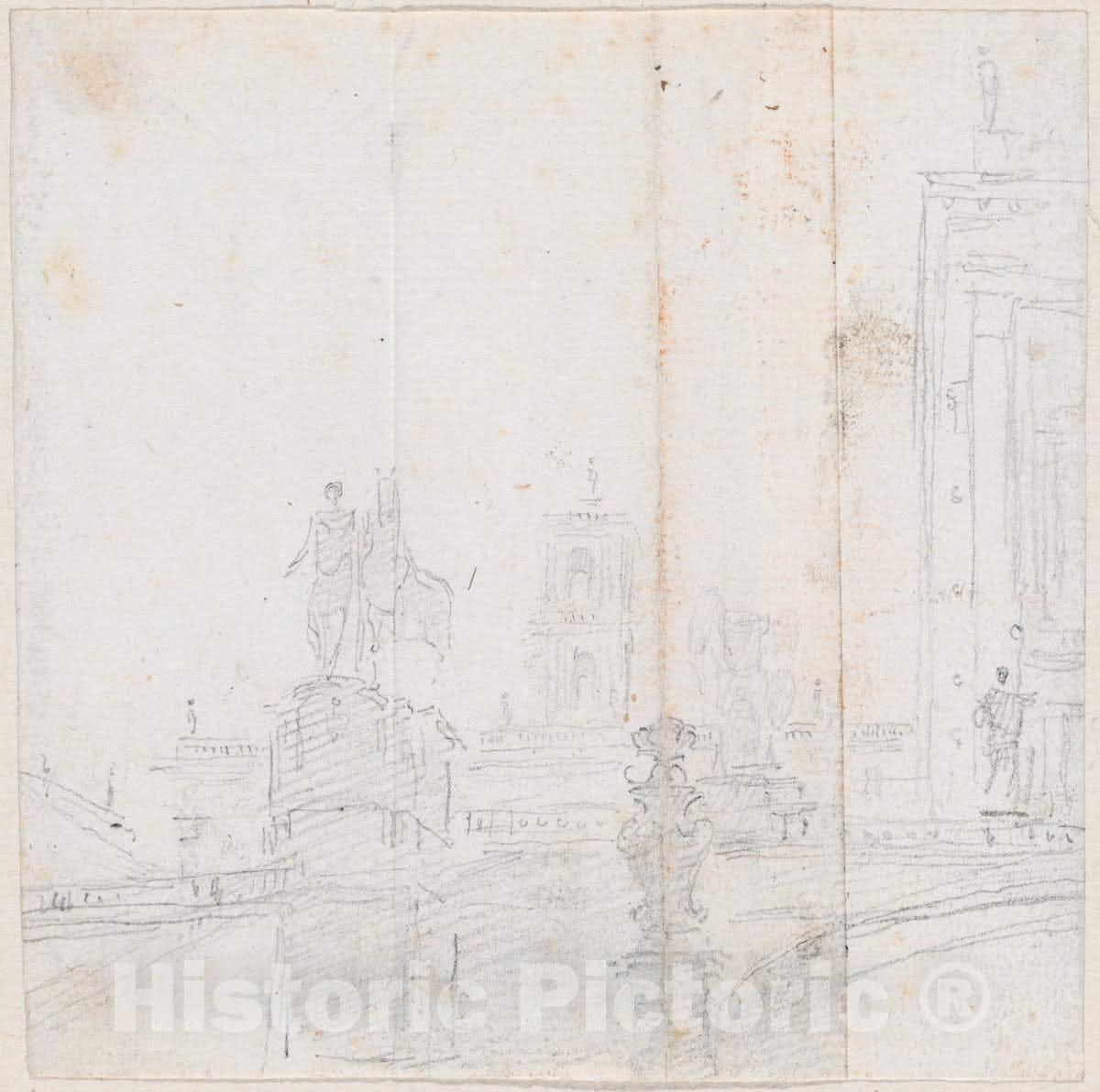 Art Print : Hubert Robert, Capitoline Hill, c.1760 - Vintage Wall Art