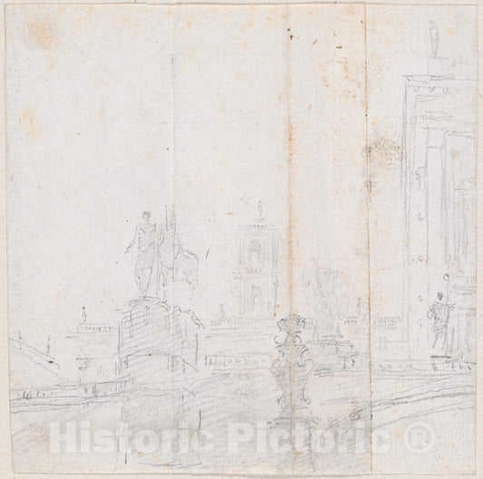 Art Print : Hubert Robert, Capitoline Hill, c.1760 - Vintage Wall Art