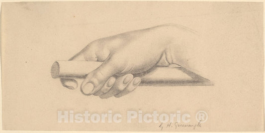 Art Print : Horatio Greenough, Right Hand Holding Short Rod, 1847 - Vintage Wall Art