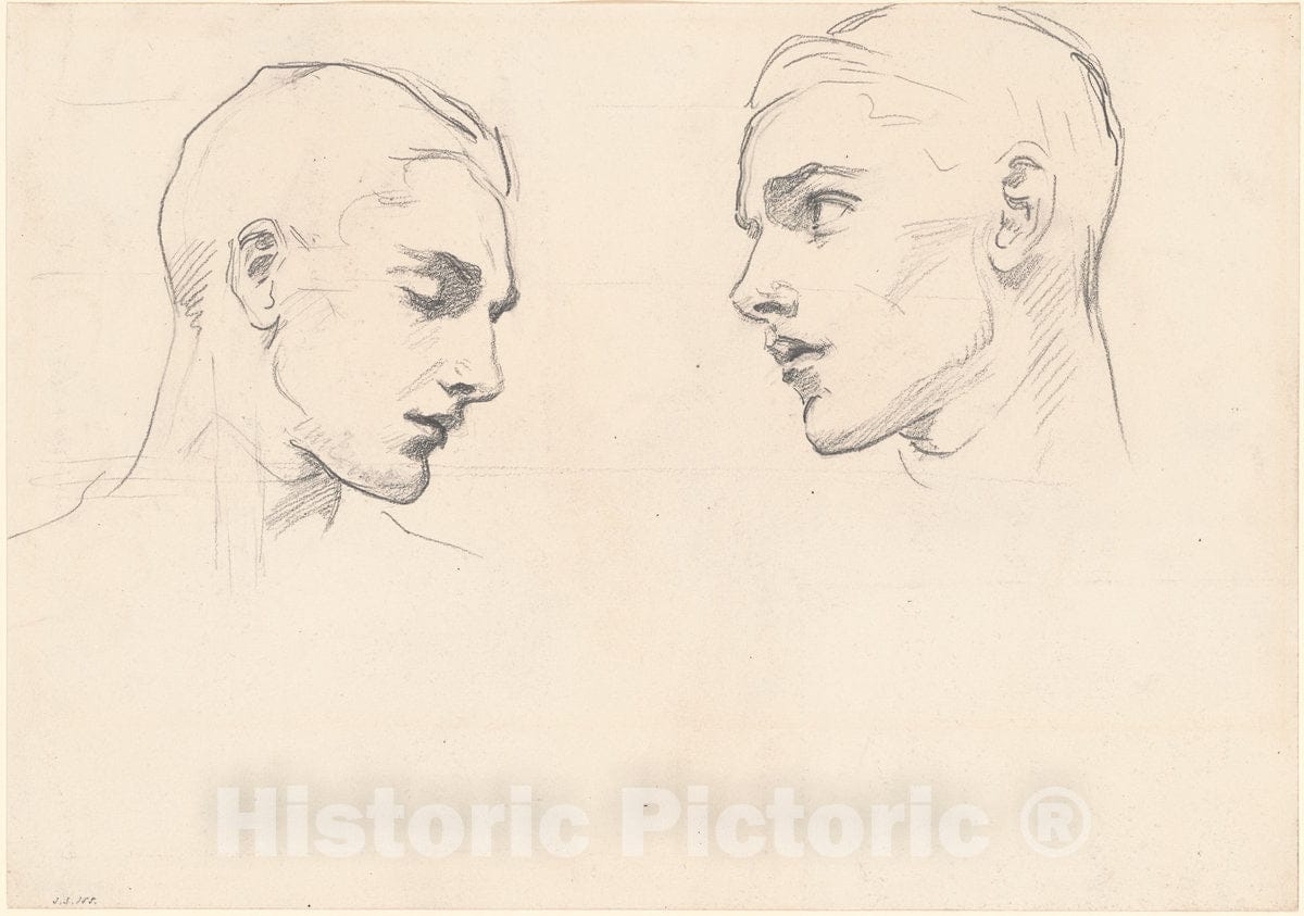Art Print : John Singer Sargent, Studies of a Man's Head, c. 1875 - Vintage Wall Art