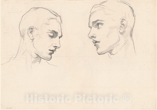 Art Print : John Singer Sargent, Studies of a Man's Head, c. 1875 - Vintage Wall Art