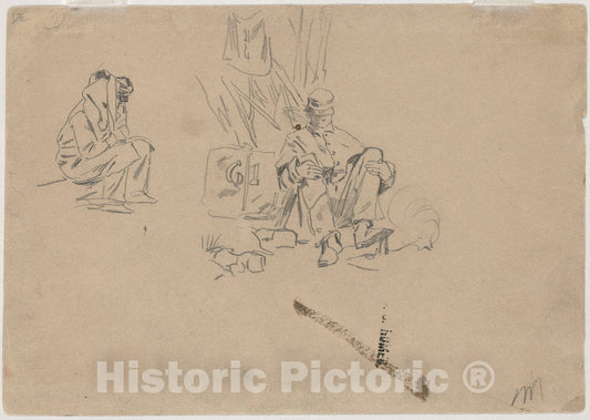 Art Print : Winslow Homer, Two Soldiers Resting [Verso], c. 1862 - Vintage Wall Art