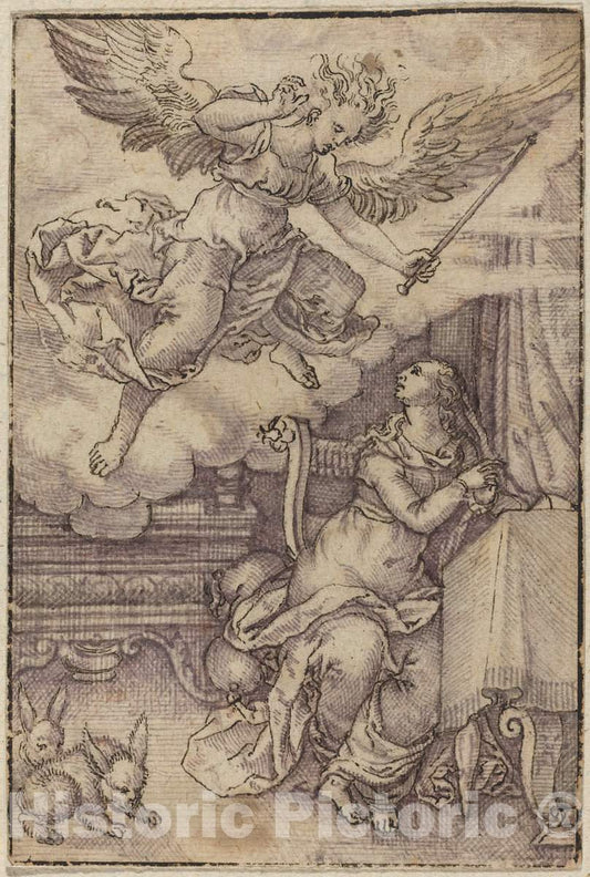 Art Print : Virgil Solis, The Annunciation - Vintage Wall Art