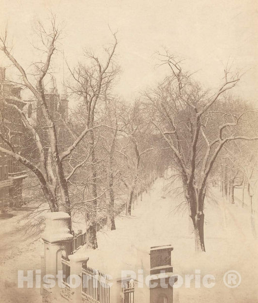 Art Print : Josiah Johnson Hawes, Boston Common Snow Scene, 1850s - Vintage Wall Art
