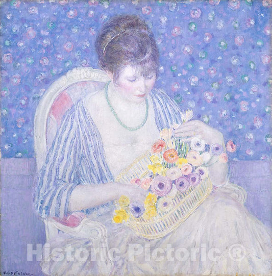 Art Print : Frederick Carl Frieseke, The Basket of Flowers, c.1915 - Vintage Wall Art