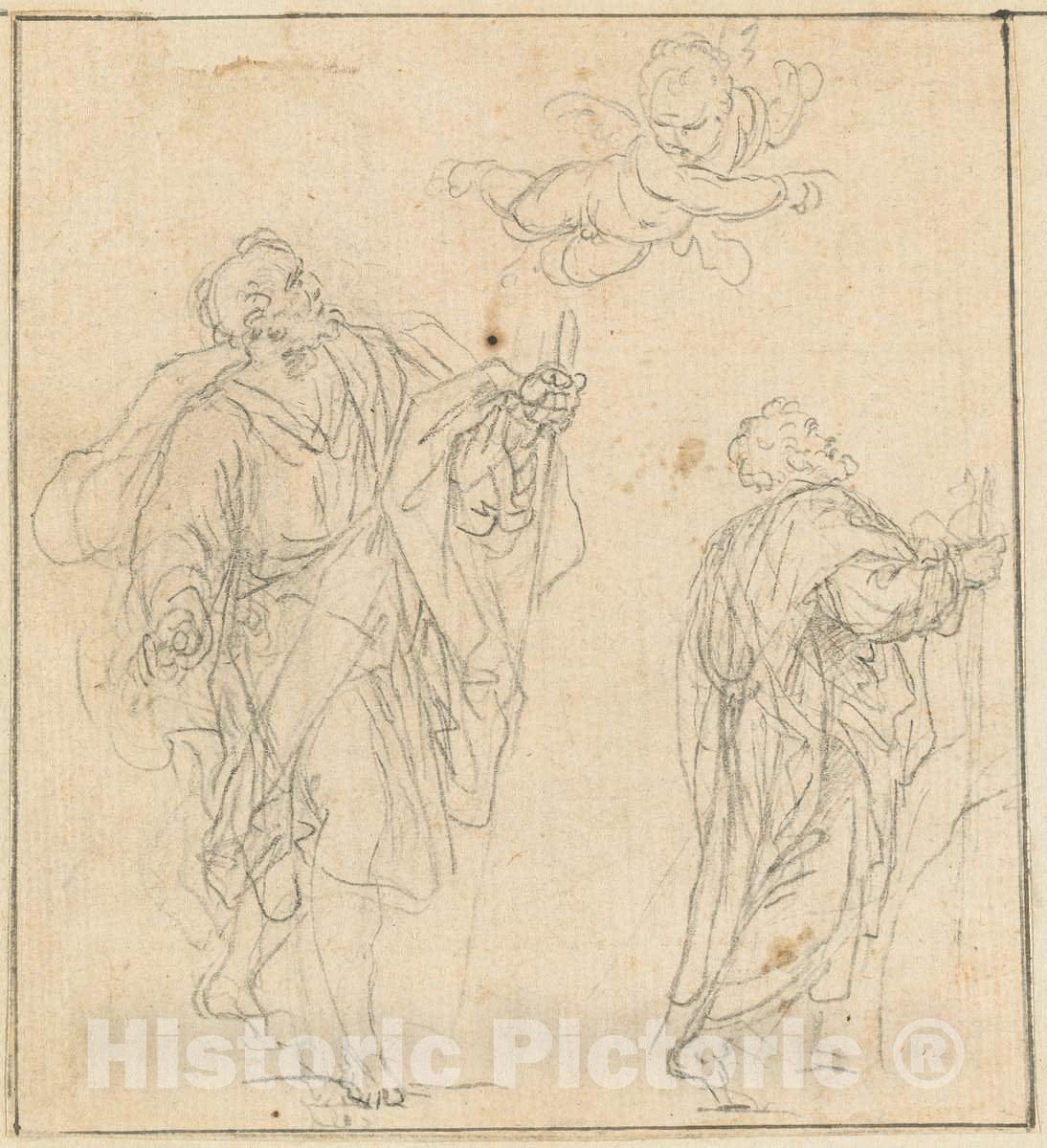 Art Print : Agostino Masucci, an Apostle Guided by an Angel - Vintage Wall Art