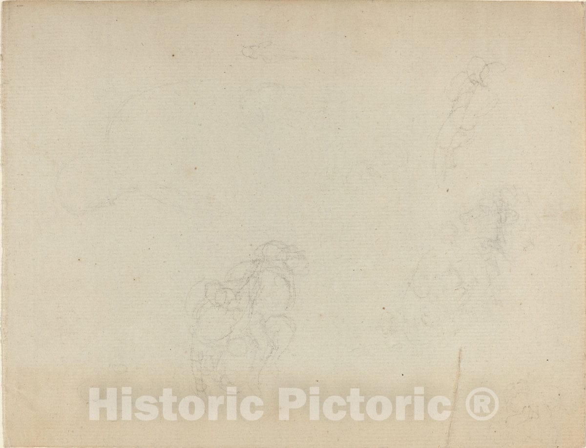 Art Print : John Flaxman, Sheet of Studies [Recto and Verso], in or After 1801 - Vintage Wall Art
