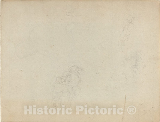 Art Print : John Flaxman, Sheet of Studies [Recto and Verso], in or After 1801 - Vintage Wall Art