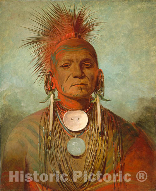 Art Print : George CATLIN, See-Non-ty-a, an Iowa Medicine Man, c.1845 - Vintage Wall Art