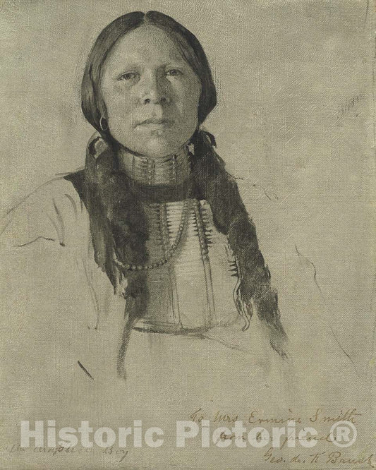 Art Print : George de Forest Brush, an Arapahoe Boy, c. 1882 - Vintage Wall Art