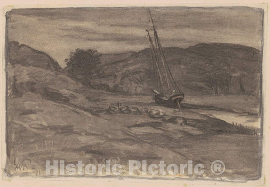 Art Print : William Morris Hunt, Stranded, 1875 - Vintage Wall Art